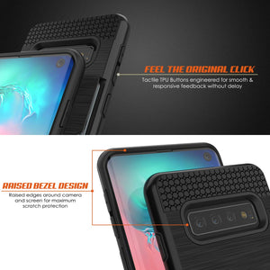 Galaxy S10 Case, PUNKcase [SLOT Series] [Slim Fit] Dual-Layer Armor Cover w/Integrated Anti-Shock System, Credit Card Slot [Black] (Color in image: White)