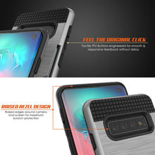 Cargar imagen en el visor de la galería, Galaxy S10 Case, PUNKcase [SLOT Series] [Slim Fit] Dual-Layer Armor Cover w/Integrated Anti-Shock System, Credit Card Slot [Silver] (Color in image: White)
