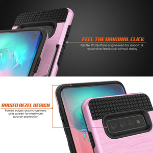 Galaxy S10 Case, PUNKcase [SLOT Series] [Slim Fit] Dual-Layer Armor Cover w/Integrated Anti-Shock System, Credit Card Slot [Pink] (Color in image: White)