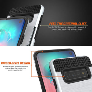 Galaxy S10 Case, PUNKcase [SLOT Series] [Slim Fit] Dual-Layer Armor Cover w/Integrated Anti-Shock System, Credit Card Slot [White] (Color in image: Black)
