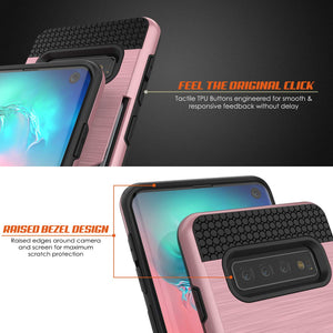 Galaxy S10 Case, PUNKcase [SLOT Series] [Slim Fit] Dual-Layer Armor Cover w/Integrated Anti-Shock System, Credit Card Slot [Rose Gold] (Color in image: White)