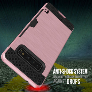 Galaxy S10 Case, PUNKcase [SLOT Series] [Slim Fit] Dual-Layer Armor Cover w/Integrated Anti-Shock System, Credit Card Slot [Rose Gold] (Color in image: Gold)