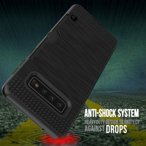 Galaxy S10 Case, PUNKcase [SLOT Series] [Slim Fit] Dual-Layer Armor Cover w/Integrated Anti-Shock System, Credit Card Slot [Black] (Color in image: Grey)