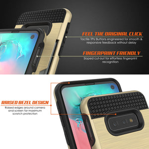 Galaxy S10e Case, PUNKcase [SLOT Series] [Slim Fit] Dual-Layer Armor Cover w/Integrated Anti-Shock System, Credit Card Slot [Gold] (Color in image: White)