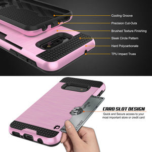 Galaxy S10e Case, PUNKcase [SLOT Series] [Slim Fit] Dual-Layer Armor Cover w/Integrated Anti-Shock System, Credit Card Slot [Pink] (Color in image: Gold)