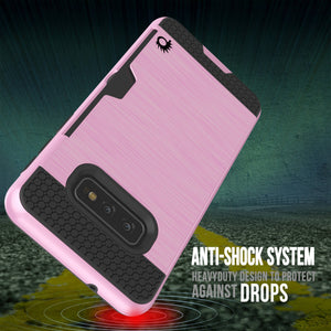 Galaxy S10e Case, PUNKcase [SLOT Series] [Slim Fit] Dual-Layer Armor Cover w/Integrated Anti-Shock System, Credit Card Slot [Pink] (Color in image: Grey)