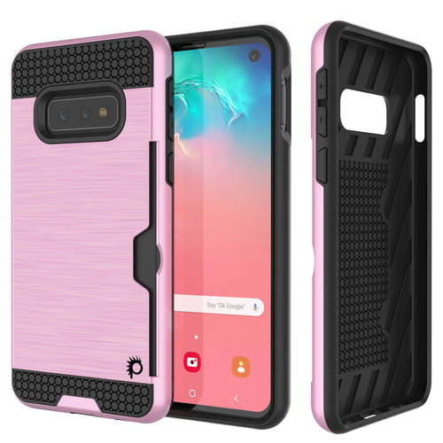 Galaxy S10e Case, PUNKcase [SLOT Series] [Slim Fit] Dual-Layer Armor Cover w/Integrated Anti-Shock System, Credit Card Slot [Pink] (Color in image: Pink)