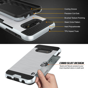 Galaxy S10e Case, PUNKcase [SLOT Series] [Slim Fit] Dual-Layer Armor Cover w/Integrated Anti-Shock System, Credit Card Slot [White] (Color in image: Gold)