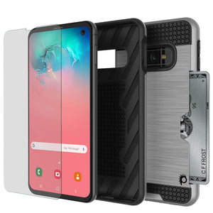 Galaxy S10e Case, PUNKcase [SLOT Series] [Slim Fit] Dual-Layer Armor Cover w/Integrated Anti-Shock System, Credit Card Slot [Silver] (Color in image: Pink)