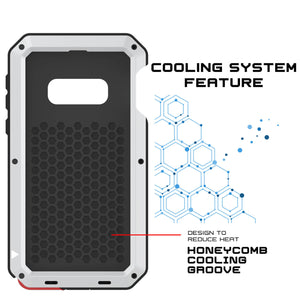Galaxy S10e Metal Case, Heavy Duty Military Grade Rugged Armor Cover [White] (Color in image: Red)