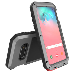 Galaxy S10e Metal Case, Heavy Duty Military Grade Rugged Armor Cover [Silver] 