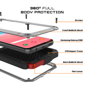 Galaxy S10e Metal Case, Heavy Duty Military Grade Rugged Armor Cover [Silver] (Color in image: White)