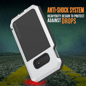 Galaxy S10e Metal Case, Heavy Duty Military Grade Rugged Armor Cover [White] (Color in image: Neon)