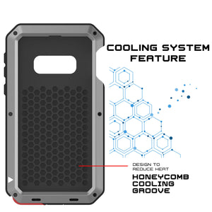 Galaxy S10e Metal Case, Heavy Duty Military Grade Rugged Armor Cover [Silver] (Color in image: Red)