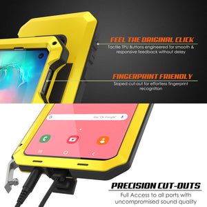 Galaxy S10+ Plus Metal Case, Heavy Duty Military Grade Rugged Armor Cover [Neon] (Color in image: Silver)