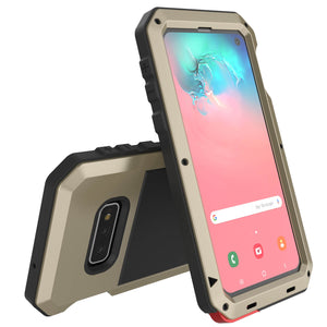 Galaxy S10e Metal Case, Heavy Duty Military Grade Rugged Armor Cover [Gold] 