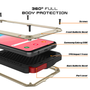 Galaxy S10e Metal Case, Heavy Duty Military Grade Rugged Armor Cover [Gold] (Color in image: Neon)