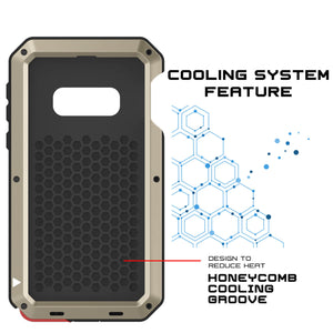 Galaxy S10e Metal Case, Heavy Duty Military Grade Rugged Armor Cover [Gold] (Color in image: Red)
