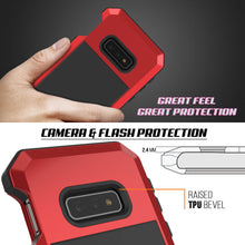 Cargar imagen en el visor de la galería, Galaxy S10e Metal Case, Heavy Duty Military Grade Rugged Armor Cover [Red] (Color in image: Black)
