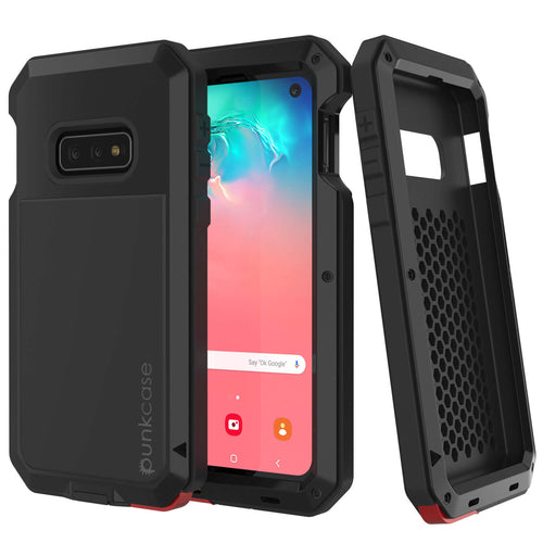 Galaxy S10e Metal Case, Heavy Duty Military Grade Rugged Armor Cover [Black] (Color in image: Black)