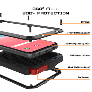 Galaxy S10e Metal Case, Heavy Duty Military Grade Rugged Armor Cover [Black] (Color in image: White)