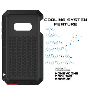 Galaxy S10e Metal Case, Heavy Duty Military Grade Rugged Armor Cover [Black] (Color in image: Red)