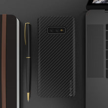 Cargar imagen en el visor de la galería, Galaxy S10e Plus Case, Punkcase CarbonShield, Heavy Duty &amp; Ultra Thin 2 Piece Dual Layer PU Leather Jet Black Cover 
