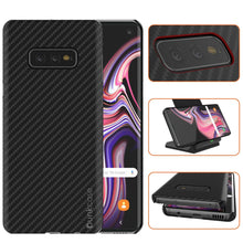 Cargar imagen en el visor de la galería, Galaxy S20 Ultra Plus Case, Punkcase CarbonShield, Heavy Duty &amp; Ultra Thin 2 Piece Dual Layer PU Leather Jet Black Cover (Carbon Fiber Style) 
