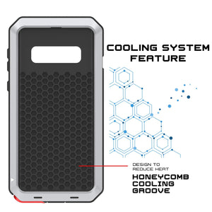 Galaxy S10 Metal Case, Heavy Duty Military Grade Rugged Armor Cover [White] (Color in image: Red)