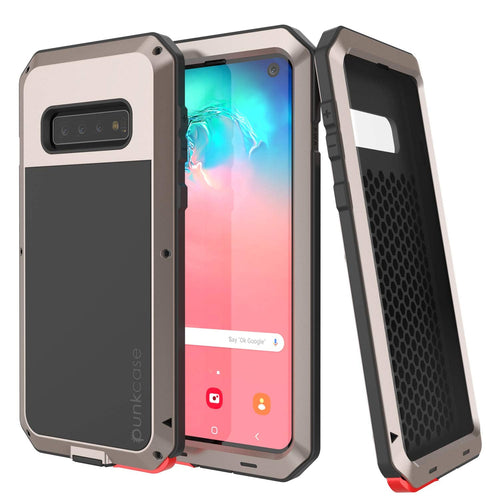 Galaxy S10 Metal Case, Heavy Duty Military Grade Rugged Armor Cover [Gold] (Color in image: Gold)