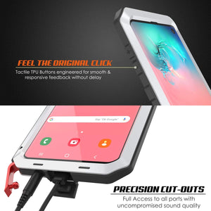 Galaxy S10 Metal Case, Heavy Duty Military Grade Rugged Armor Cover [White] (Color in image: Black)