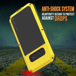 Galaxy S10 Metal Case, Heavy Duty Military Grade Rugged Armor Cover [Neon] (Color in image: Gold)