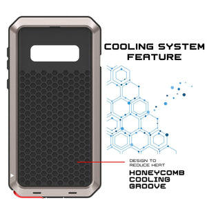 Galaxy S10 Metal Case, Heavy Duty Military Grade Rugged Armor Cover [Gold] (Color in image: Red)