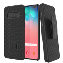 Cargar imagen en el visor de la galería, Punkcase Galaxy s10+ Plus Case With Screen Protector, Holster Belt Clip [Black] (Color in image: Black)
