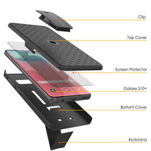 Cargar imagen en el visor de la galería, Punkcase Galaxy s10+ Plus Case With Screen Protector, Holster Belt Clip [Black] 
