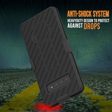 Cargar imagen en el visor de la galería, Punkcase Galaxy s10+ Plus Case With Screen Protector, Holster Belt Clip [Black] 
