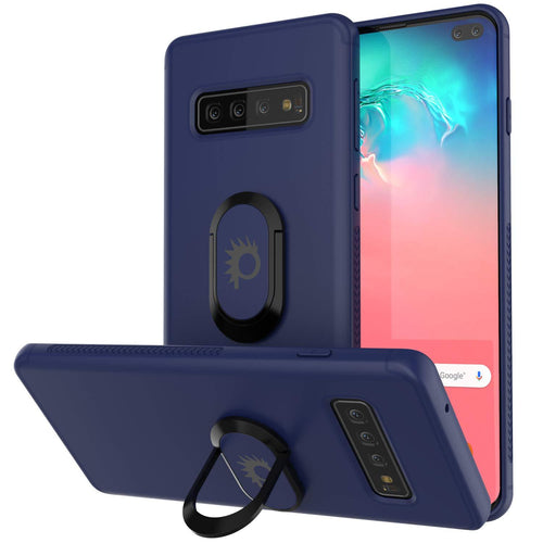 Galaxy S10+ Plus, Punkcase Magnetix Protective TPU Cover W/ Kickstand, Sceen Protector[Blue] (Color in image: blue)