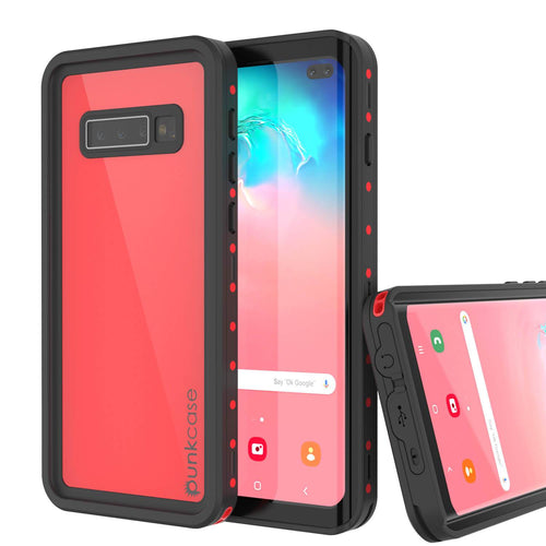 Galaxy S10+ Plus Waterproof Case PunkCase StudStar Red Thin 6.6ft Underwater IP68 Shock/Snow Proof (Color in image: red)