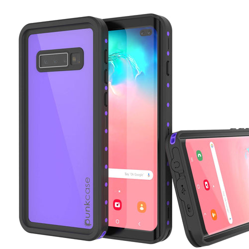 Galaxy S10+ Plus Waterproof Case PunkCase StudStar Purple Thin 6.6ft Underwater IP68 Shock/Snow Proof (Color in image: purple)