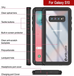 Galaxy S10+ Plus Water/Shockproof With Screen Protector Case [Black] (Color in image: Light blue)