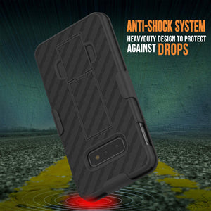 Punkcase Galaxy S10e Case With Screen Protector, Holster Belt Clip [Black] 