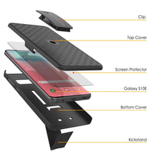 Cargar imagen en el visor de la galería, Punkcase Galaxy S10e Case With Screen Protector, Holster Belt Clip [Black] 
