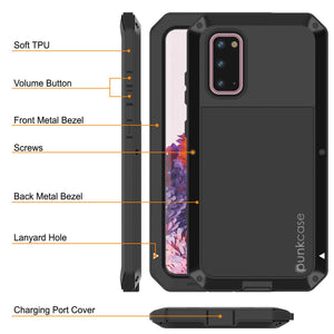 Galaxy s20 Metal Case, Heavy Duty Military Grade Rugged Armor Cover [Black] (Color in image: Red)