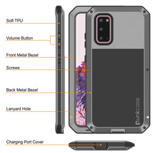 Cargar imagen en el visor de la galería, Galaxy s20 Metal Case, Heavy Duty Military Grade Rugged Armor Cover [Silver] (Color in image: Red)
