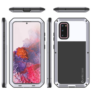 Galaxy s20 Metal Case, Heavy Duty Military Grade Rugged Armor Cover [White] 