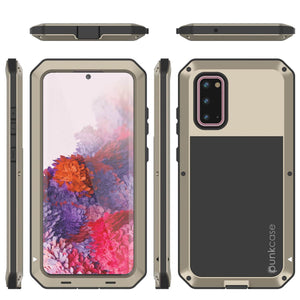 Galaxy s20 Metal Case, Heavy Duty Military Grade Rugged Armor Cover [Gold] 