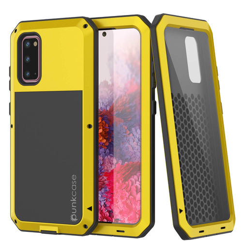 Galaxy s20 Metal Case, Heavy Duty Military Grade Rugged Armor Cover [Neon] (Color in image: Neon)