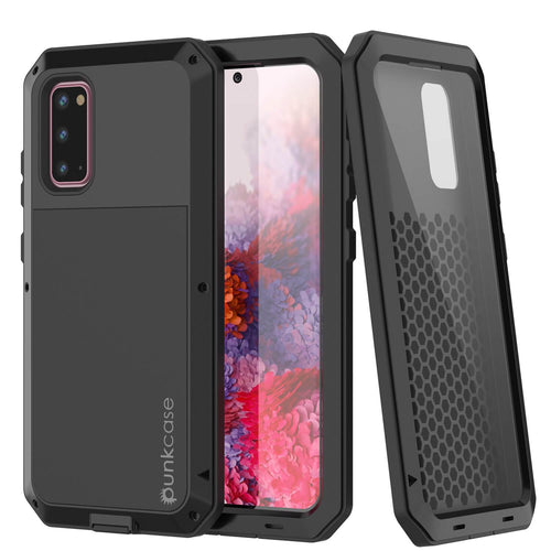 Galaxy s20 Metal Case, Heavy Duty Military Grade Rugged Armor Cover [Black] (Color in image: Black)