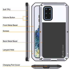 Galaxy s20+ Plus Metal Case, Heavy Duty Military Grade Rugged Armor Cover [White] 