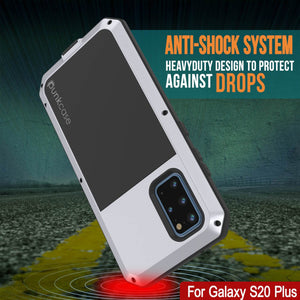 Galaxy s20+ Plus Metal Case, Heavy Duty Military Grade Rugged Armor Cover [White] (Color in image: Black)